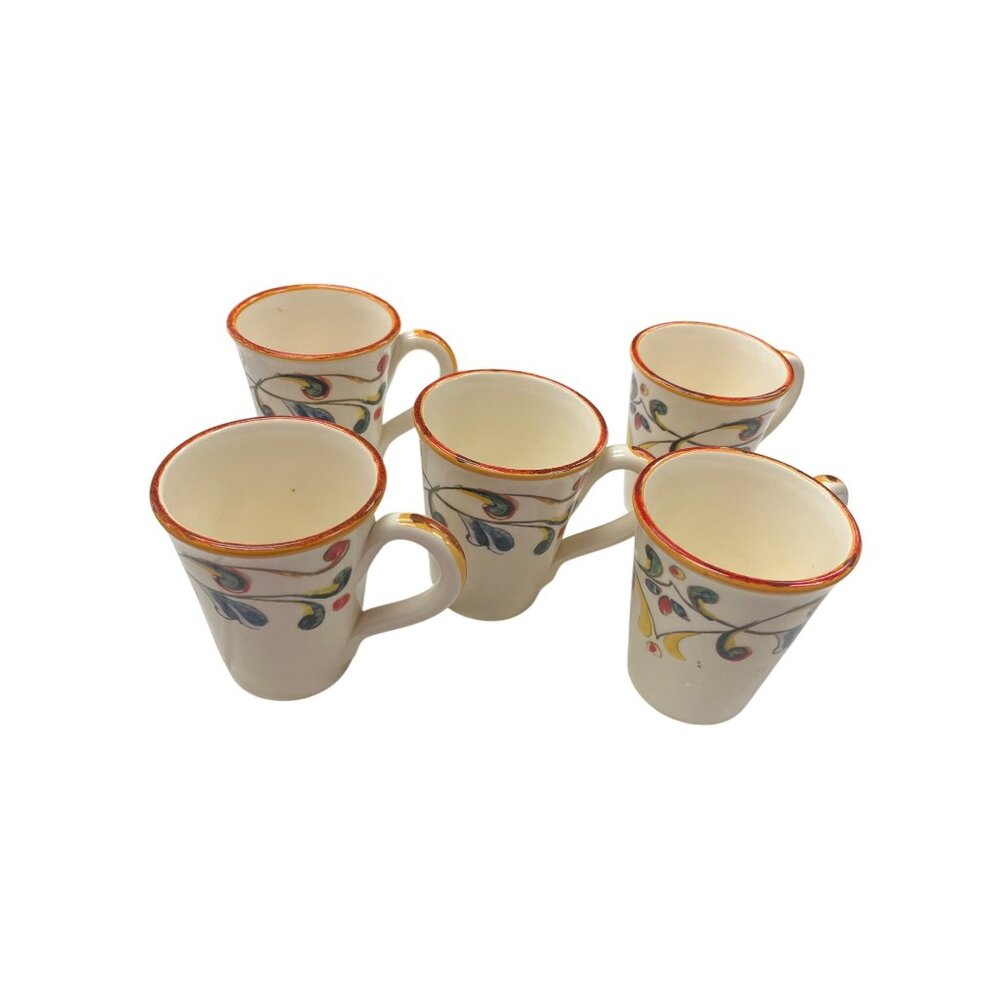 Sur La Table Italian handcrafted multi color ceramic 5 piece mug set SKU 9940